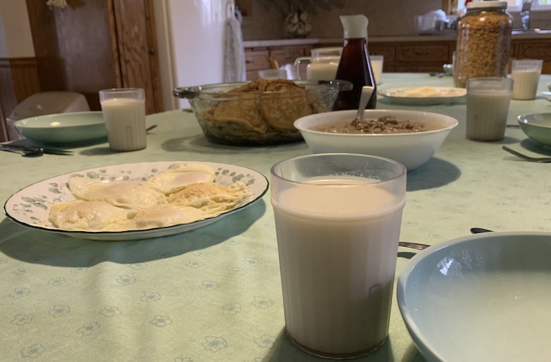 A breakfast table ready to eat